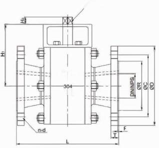 Fully Lined Ceramic Ball Valve Installation Dimension Drawing