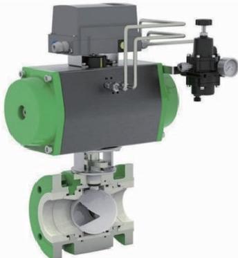 Fully Lined Ceramic Ball Valve V-Port Flow Path